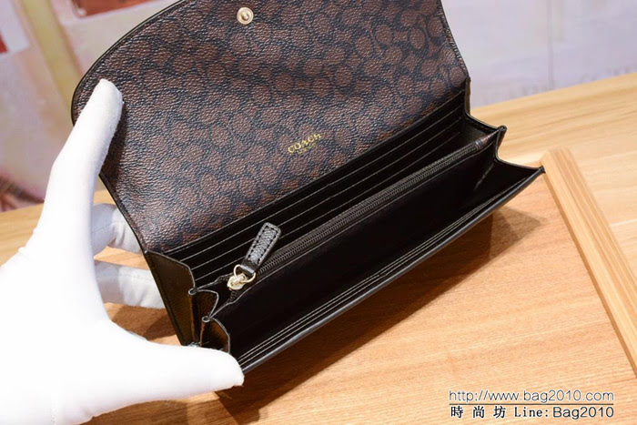 COACH蔻馳 F52689 女士信封錢包 簡單優雅 卡位/零錢位齊全 時尚按扣  Chz1330